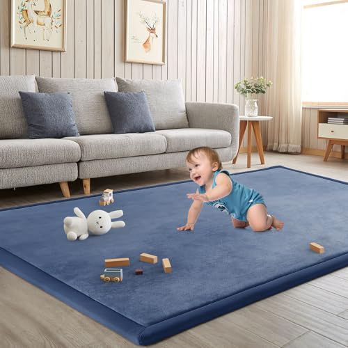 Baby Play Mat for Floor Nursery Rug Muscle Mat Area Rug Playroom Rug 79"x79" Playpen Mat Elastic Foam 1.3" Thick Crawling Mat for Babies