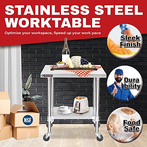 30x24 NSF Stainless Steel Cart Work Table