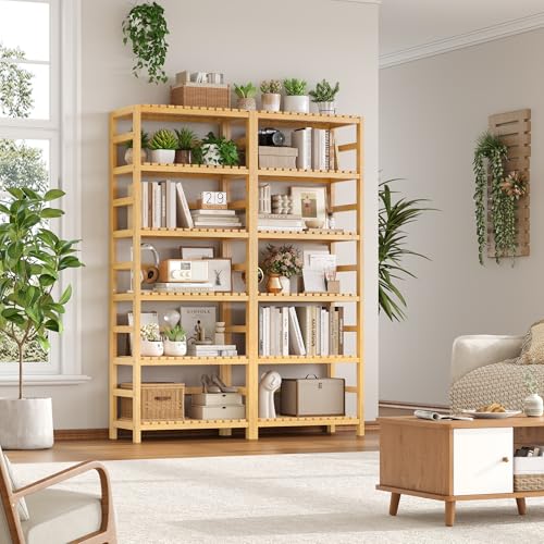 6 Tier Bamboo Shelf with Adjustable Shelves (6 Count)