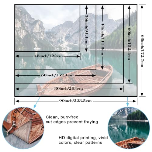 Nature Mountain Lake Boat Tapestry 48x36 Inch