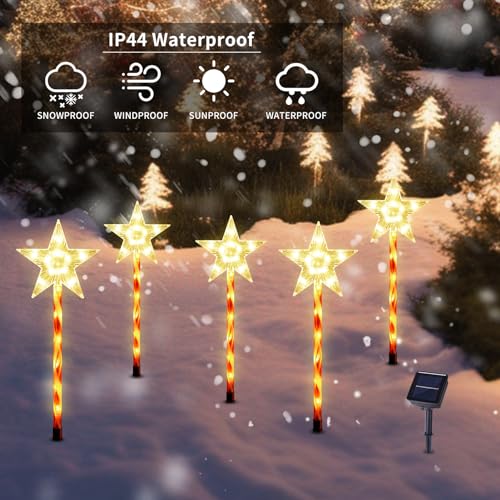 Solar Christmas Star Pathway Lights Outdoor Decorations (10 Count)