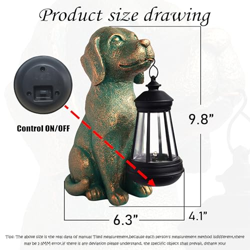 Dog Garden Statue Outdoor Décor with Solar Lights Lantern