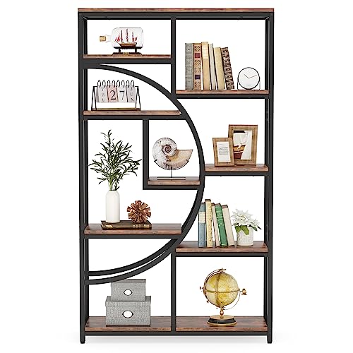 Industrial Bookshelf Bookcase with 9 Open Shelf