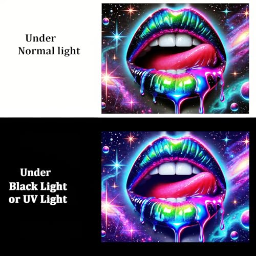 Blacklight Tapestry Rainbow Lips UV Backdrop 78 x 59 Inch