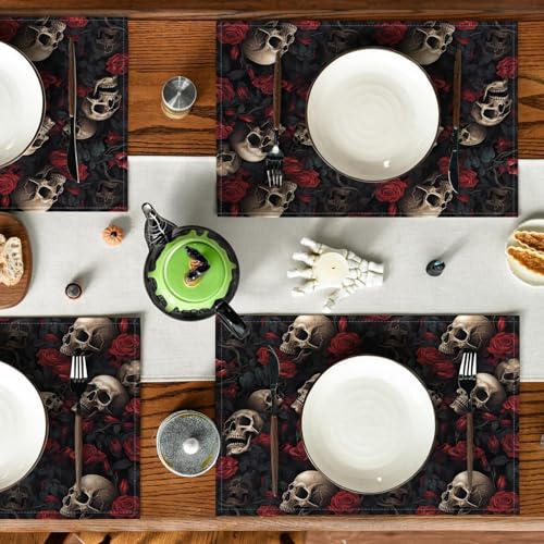 Halloween Skull Rose Placemats (4 Count)