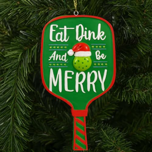 Eat Dink and Be Merry Pickleball Paddle Christmas Ornament