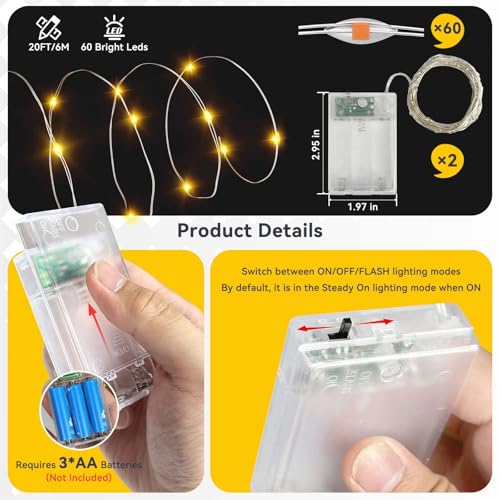 2 Pack Fairy Lights Battery Operated