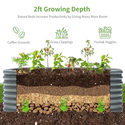 24“ Tall 4×2ft Galvanized Raised Garden Bed Kit