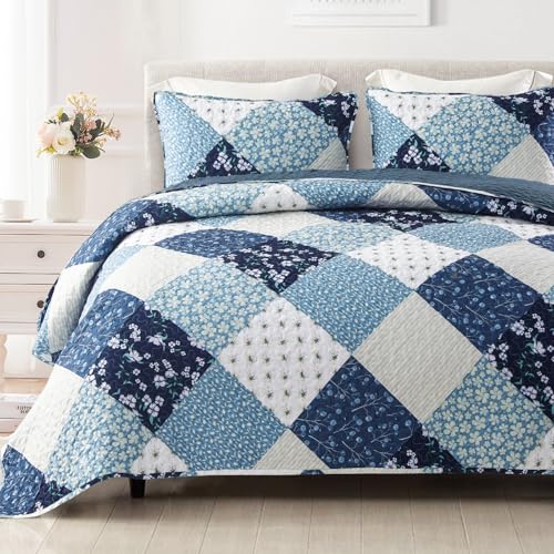 Reversible Boho Quilt King Size Blue