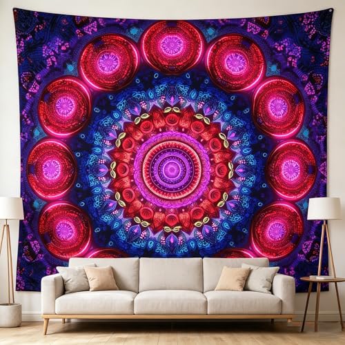 Blacklight Mandala Tapestry for Bedroom