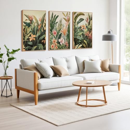 Boho Tropical Leaves Framed Canvas Wall Art