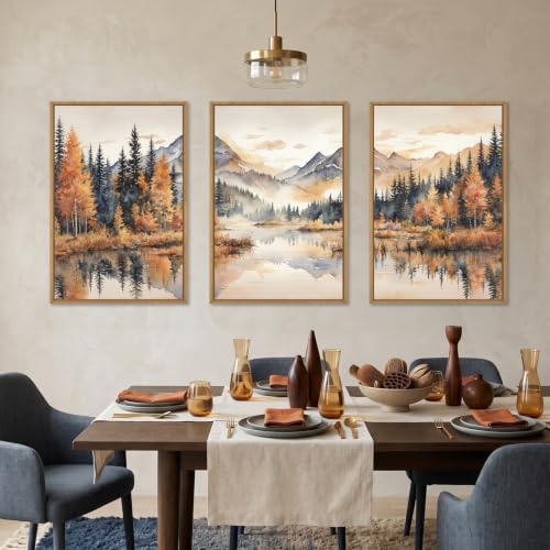 Large Neutral Mountain Framed Canvas Wall Art