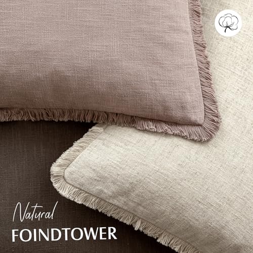 Decorative Linen Fringe Throw Pillow Covers 24×24 Dusty Pink (2 Count)