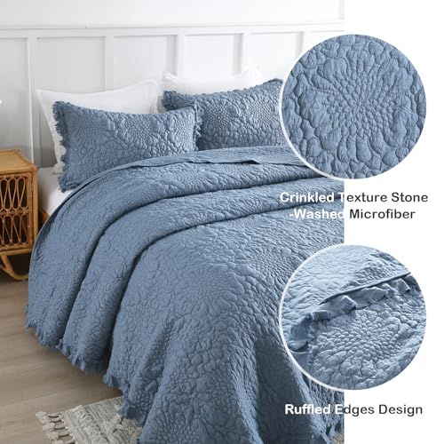 Blue Ruffled Quilt Twin Size