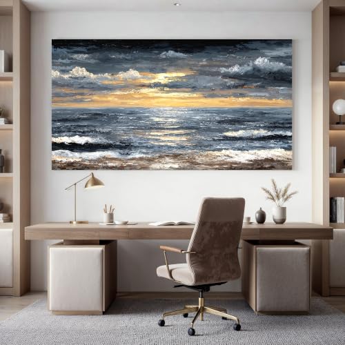 Canvas Oversized Wall Art Decor Modern Wall Art Pictures for Living Room Abstract Coastal Wall Art Prints Large Landscape Wall Art Decorations Abstract Canvas Art Wall Decor Home Office Decor 29"X58"