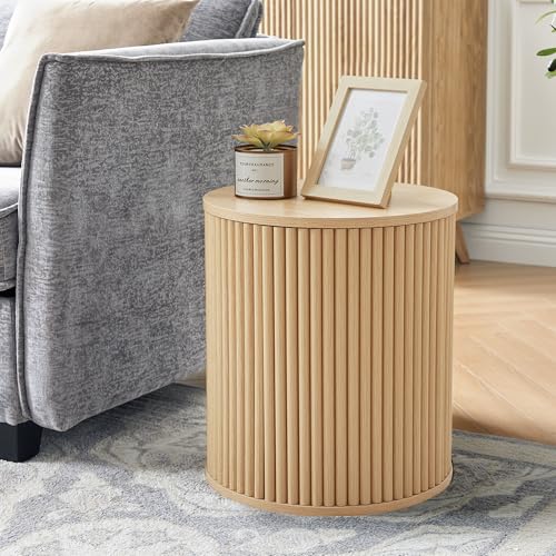 Small Round Side Table Fluted Night Stand Set of 2 (2 Count)