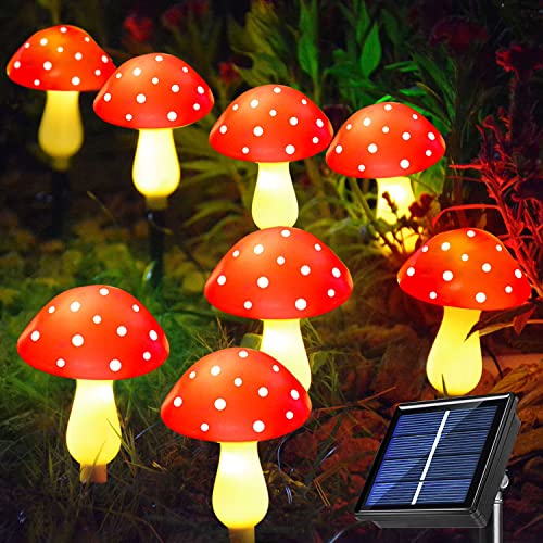 8 Pack Red Solar Mushroom Lamp (8 Count)
