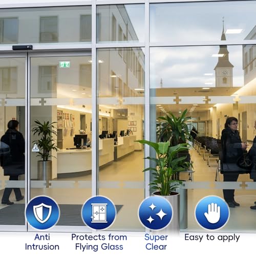 Security Safety Shatterproof Window Film 8 Mil Clear 11.8x78.7in