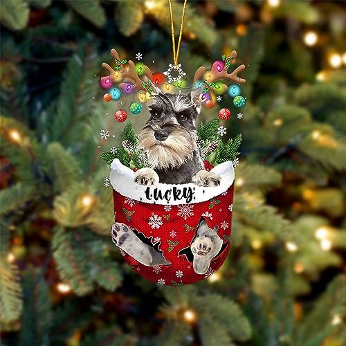 Grey Miniature Schnauzer Dog Christmas Ornament