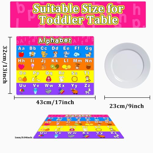 Educational Preschool Placemats Set of 6 Kid Plastic Table Mat 17×13×0.04in