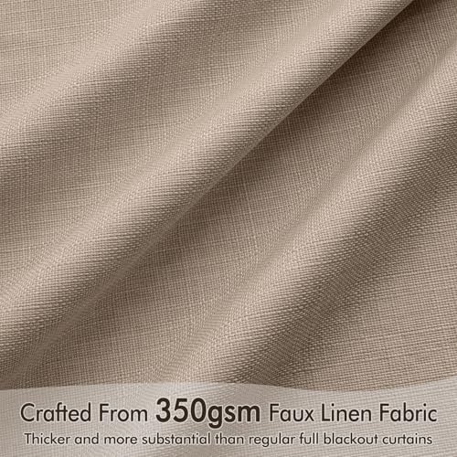 100% Blackout Back Tab Pleat Linen Curtains 50" Wx84 L (2 Count)