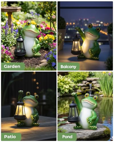 Solar Frog Garden Statue Light