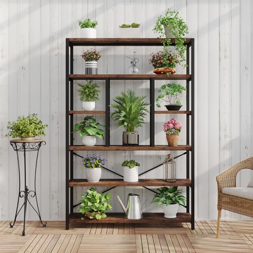6 Tier Industrial Bookshelf for Living Room Office