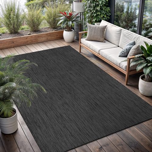 Washable Indoor Outdoor Rug 6x9 Weather Resistant Area Rugs Modern Solid for Porch Deck Balcony Backyard Patio Outside Carpet (54 Sq Ft)