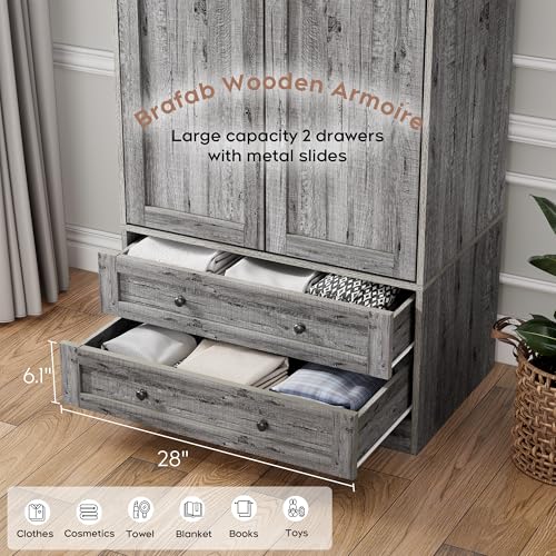 Wooden Armoire Wardrobe Closet with Drawers (2 Count)
