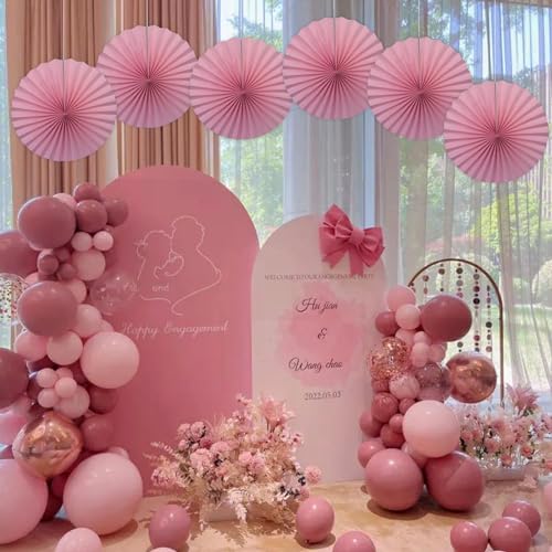 Pink Party Decorations Pink Hanging Round Paper Fans Bulk 16in DIY Set