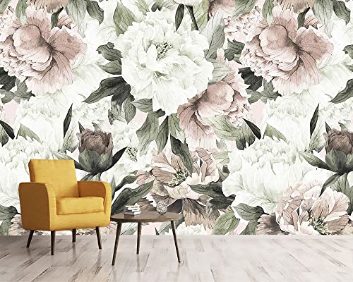 Roses and Banana Leaves Wall Mural Wallpaper for Bedroom and Living Room (110.1 Sq Ft)