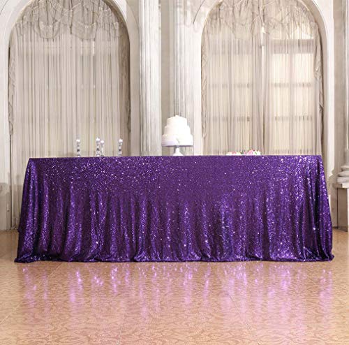 Sequin Tablecloth 90x156 Inch Purple for Wedding Halloween Party