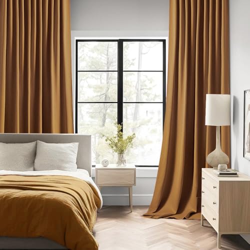 Golden Brown Back Tab Blackout Curtains 52x63 Inches Long 2 Panels (2 Count)