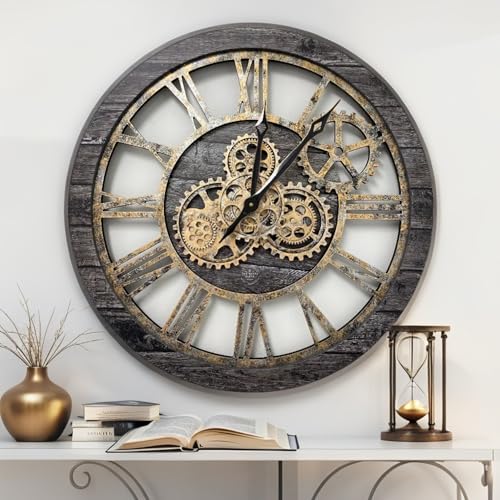 The Gears Clock The Original Real Moving Gear Wall Clock Vintage Industrial Oversized Rustic Farmhouse