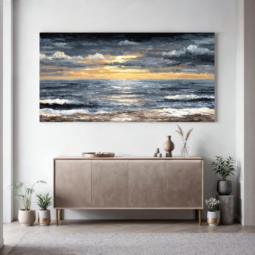 Canvas Oversized Wall Art Decor Modern Wall Art Pictures for Living Room Abstract Coastal Wall Art Prints Large Landscape Wall Art Decorations Abstract Canvas Art Wall Decor Home Office Decor 29"X58"