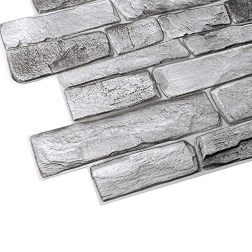 GRAZPG7117 Grey Faux Stone PVC 3D Wall Panel (5.3 Sq Ft)