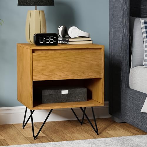 Hunter 20" Wide Bedside Table in Oak Veneer