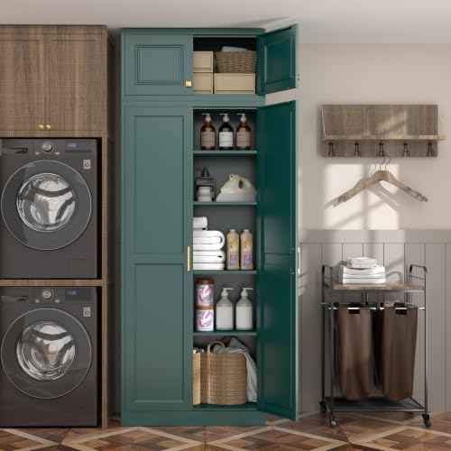 86"Metal Pantry Storage Cabinet with Doors & 4 Adjustable Shelves