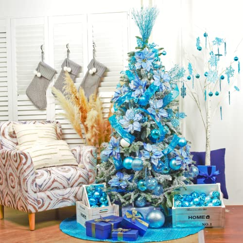 24ct Blue Christmas Ball Ornaments for Tree Decorations (24 Count)