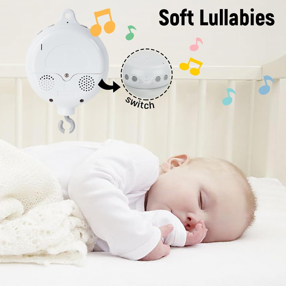 Montessori Mobile Baby for Crib,Black and White Baby Crib Mobile with Music for Boys & Girls,High Contrast Hanging Crib Toys, Newborn Visual Stimulation to Engage