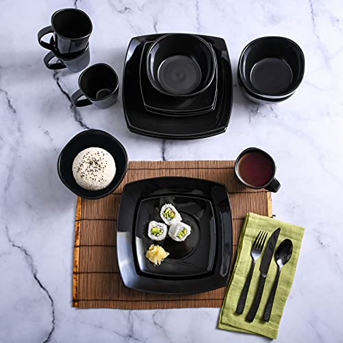 Soho Lounge Square Reactive Glaze Stoneware Dinnerware Set