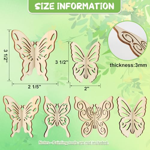 DIY 3D Spring Butterfly Wood Crafts to Paint (24 Count)