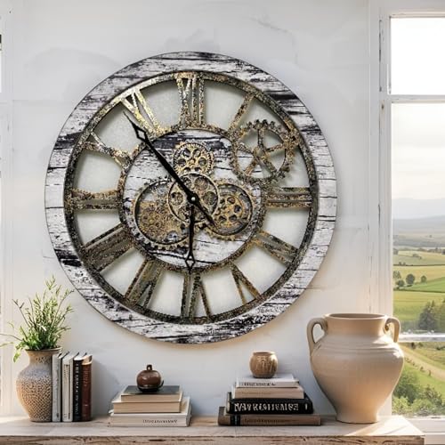 The Gears Clock The Original Real Moving Gear Wall Clock Vintage Industrial Oversized Rustic Farmhouse