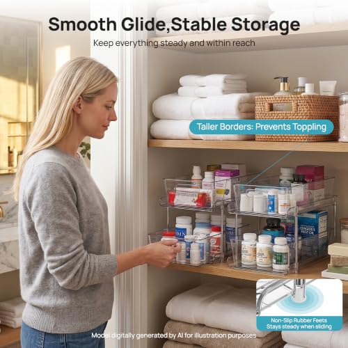 2 Pack Larger Pull Out Bathroom Under Sink Organizer (2 Count)