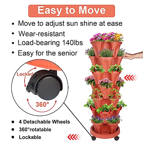 Stackable Planters 7 Tier Vertical Garden Planting Tower Planters Strawberry