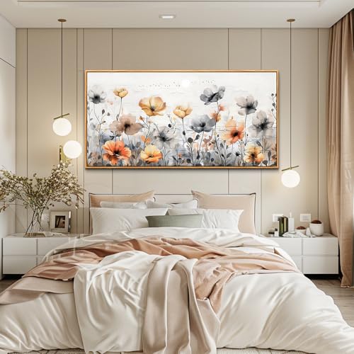 Wood Framed Canvas Wall Art For Living Room Large Wall Decor For Office Bedroom Decorations Flowers Landscape Pictures Farmhouse Paintings Artwork Aesthetic Mural Home Decor 30x60 In
