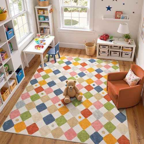 8x10 Kids Playroom Rug Washable Colorful Classroom Nursery Play Mat (80 Sq Ft)