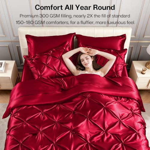 Satin King Size Comforter Set Burgundy (7 Count)