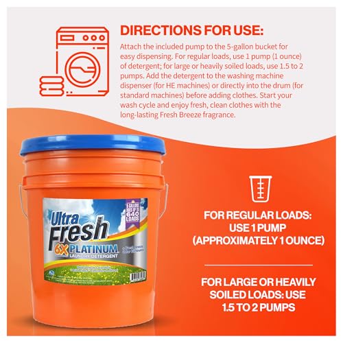 5 Gallon Liquid Laundry Detergent Washing Soap for All Machine Types (640 Fl Oz)