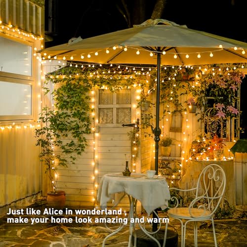 100ft Warm White Globe String Lights Indoor Outdoor Waterproof with Remote